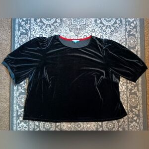 Draper James RSVP Black Velvet Puff Sleeve Top 3X Goth Classic Whimsigoth
